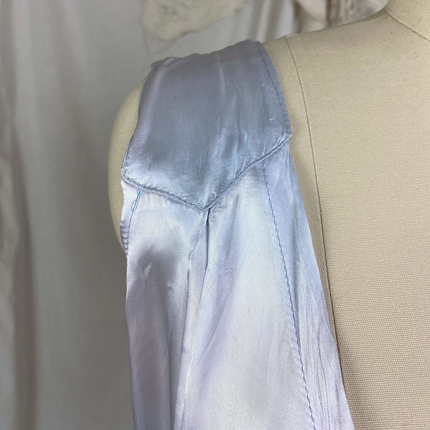Vintage 1940's Nightgown | Periwinkle Blue Rayon Satin with Violet Patina | Size XXLG - Daggers & Dames