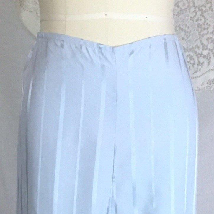 Vintage 1940's Pajama Set | Periwinkle Blue Rayon with Satin Stripes & Frog Button Closure | Size M, LG - Daggers & Dames