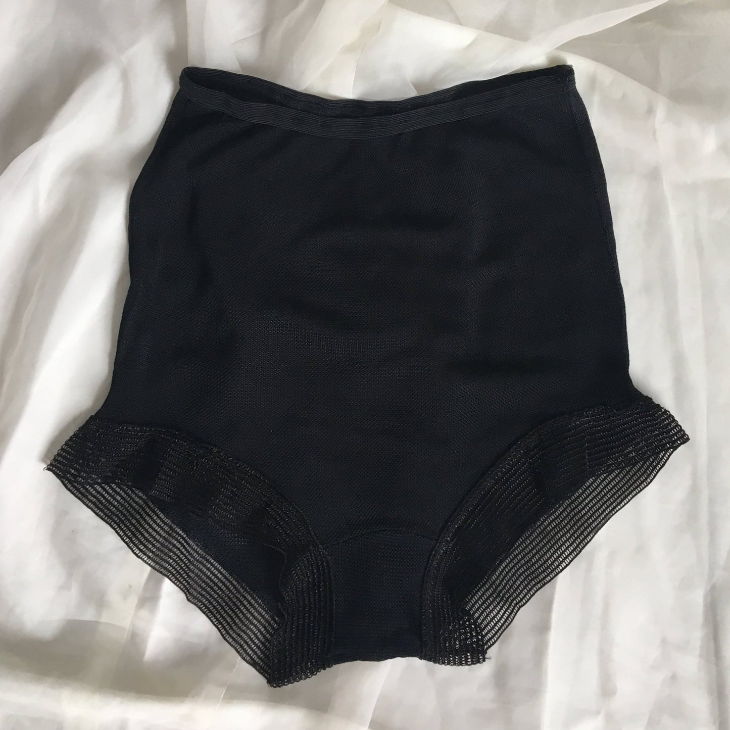 Vintage 1940's Panties | Black Rayon Mesh with Ladder Stitched Hems | Never Worn | Size XXS, XS - Daggers & Dames