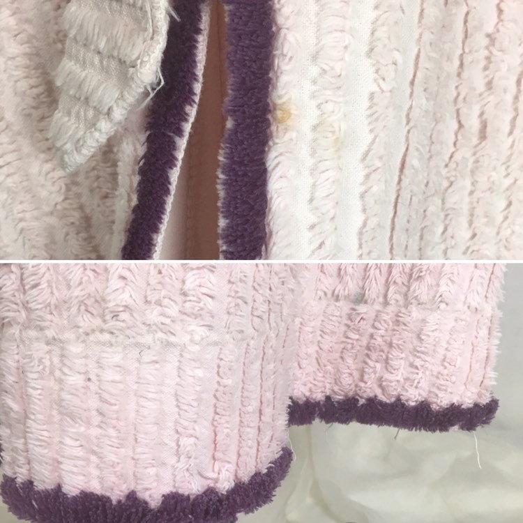 Vintage 1940's Robe | Lilac & Deep Royal Purple Chenille | Size XS, S - Daggers & Dames