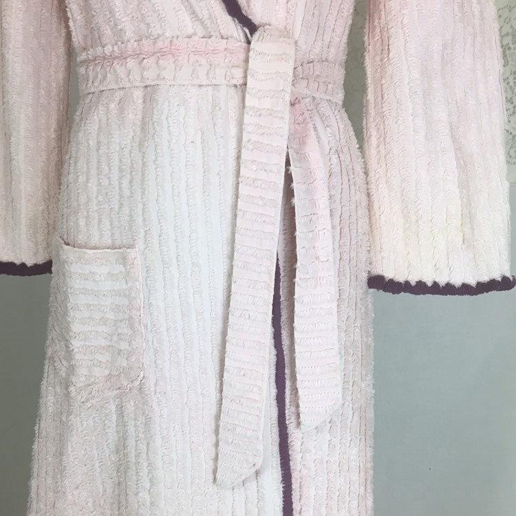 Vintage 1940's Robe | Lilac & Deep Royal Purple Chenille | Size XS, S - Daggers & Dames
