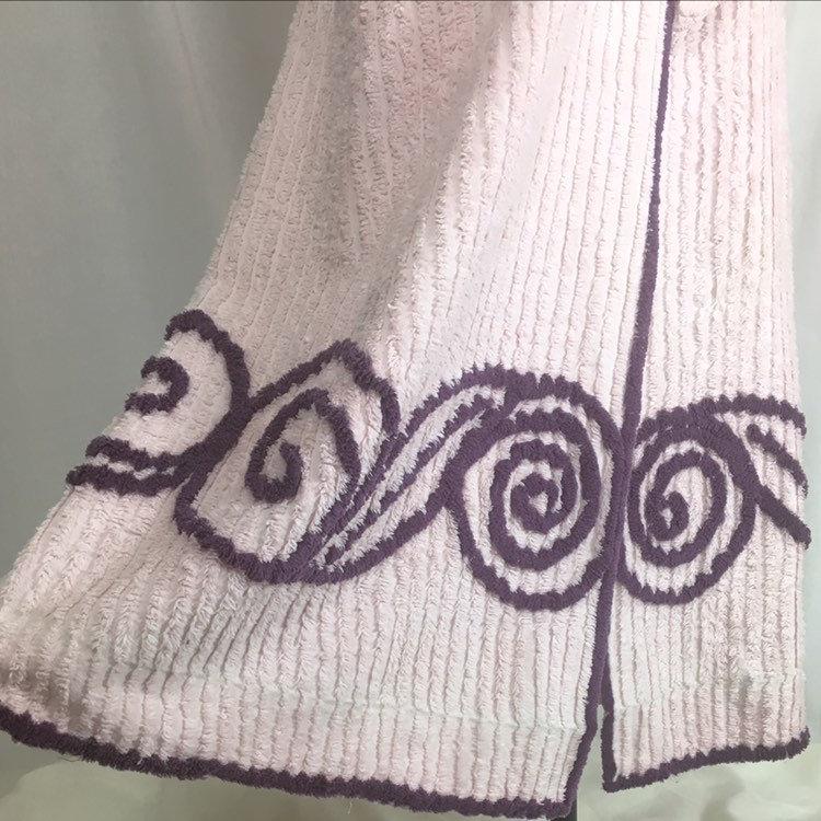 Vintage 1940's Robe | Lilac & Deep Royal Purple Chenille | Size XS, S - Daggers & Dames