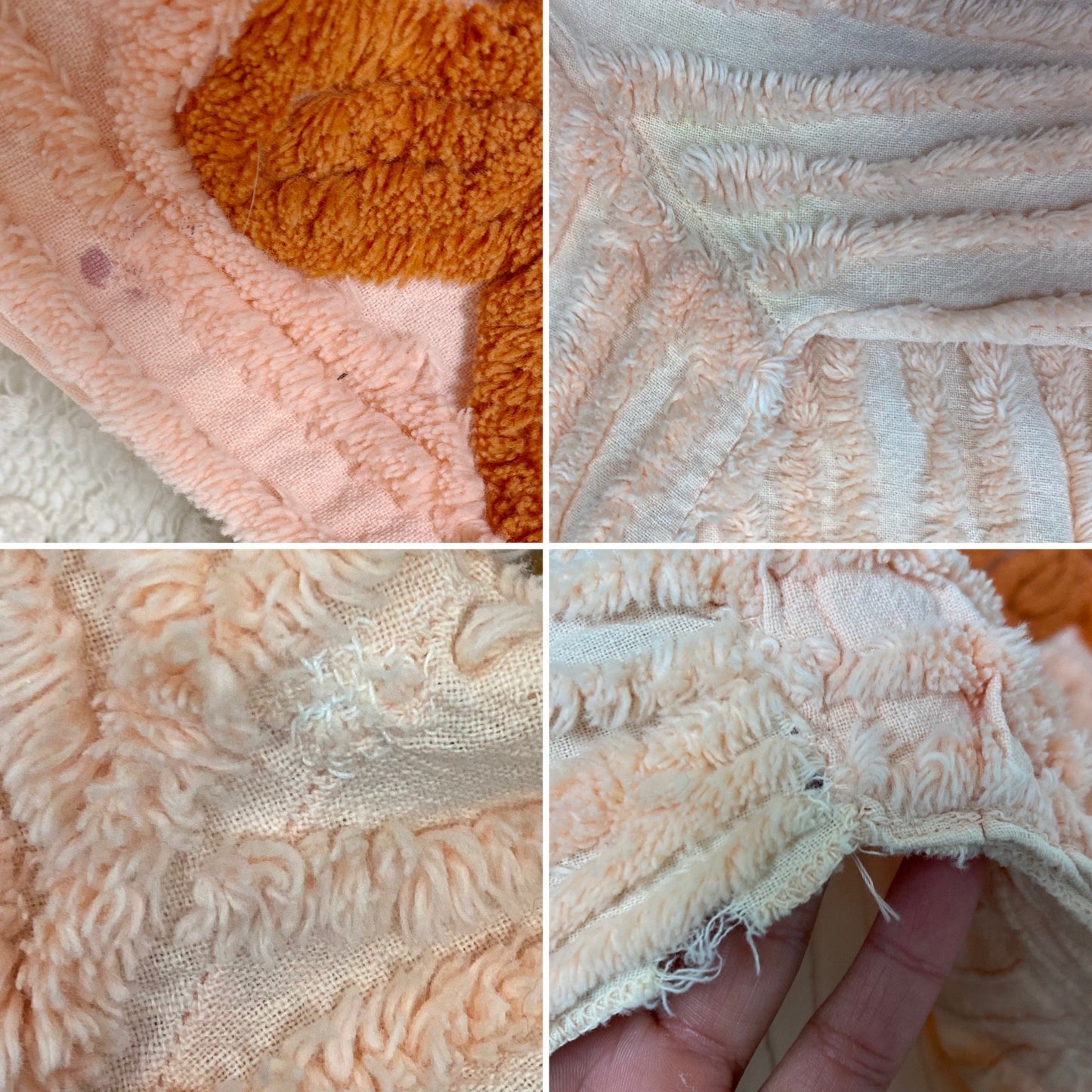 Vintage 1940's Robe | Lush Peach Candlewick Chenille with Sienna Floral Tufts | Size S, M - Daggers & Dames