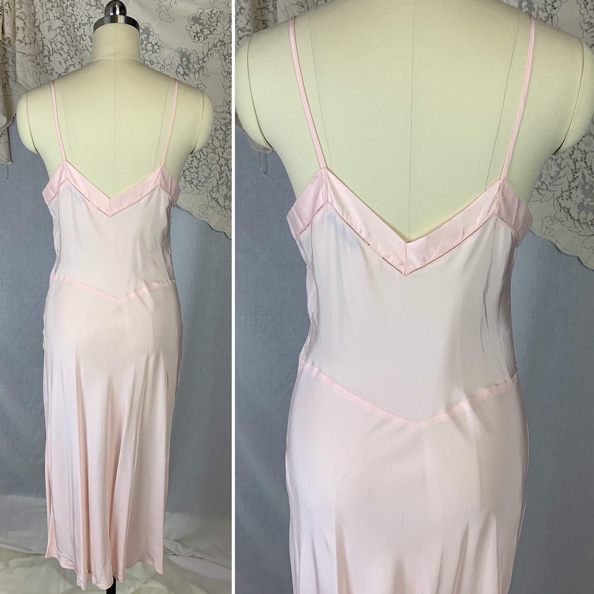 Vintage 1940's Slip | Pale Pink Bur-Mil Rayon with Floral Embroidery | Size S, MED | Colony Club - Never Worn - Daggers & Dames