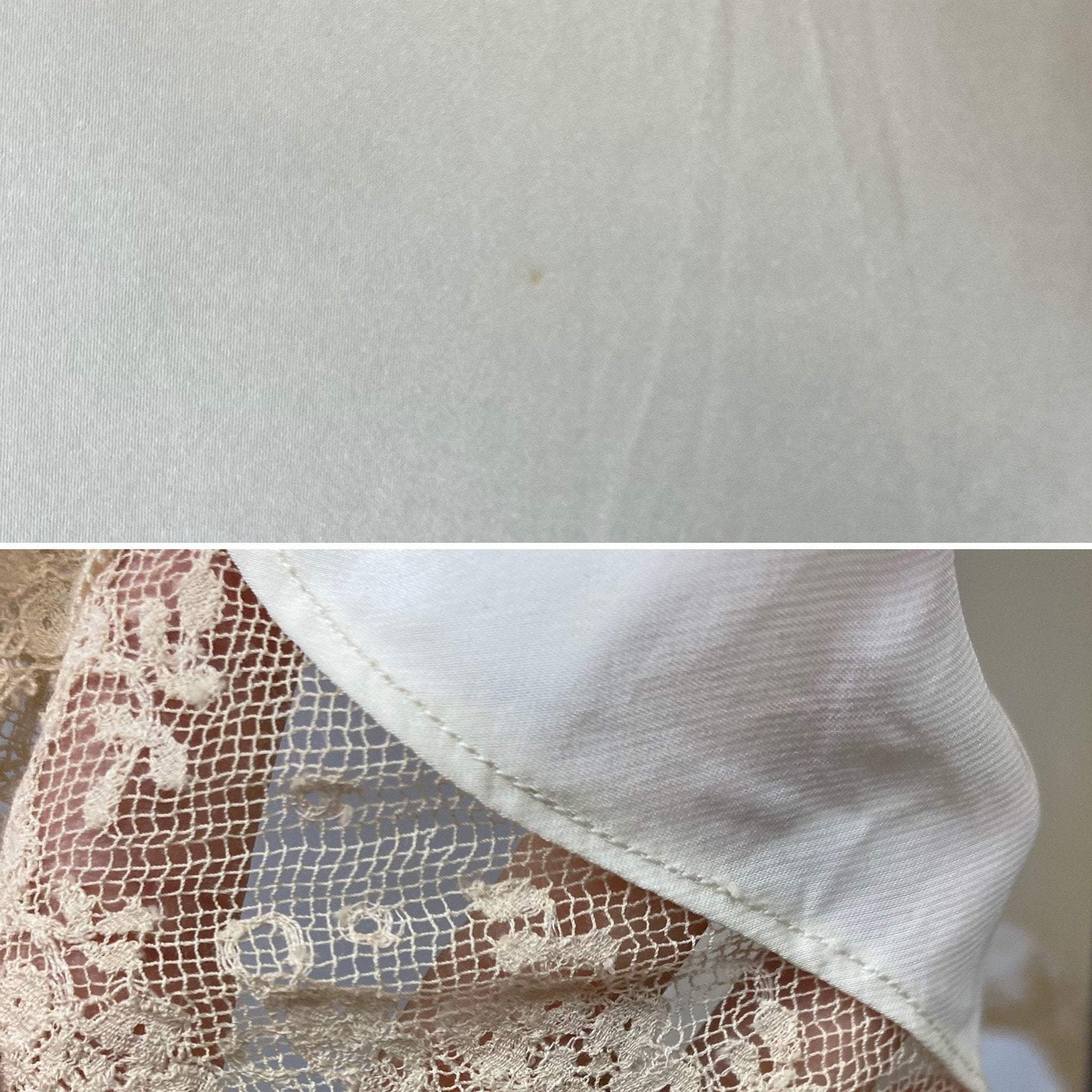 Vintage 1940's Slip | Pearly White Rayon Satin with Ivory Lace | Size 32 Bust, XS | Fischer Heavenly Lingerie - Daggers & Dames