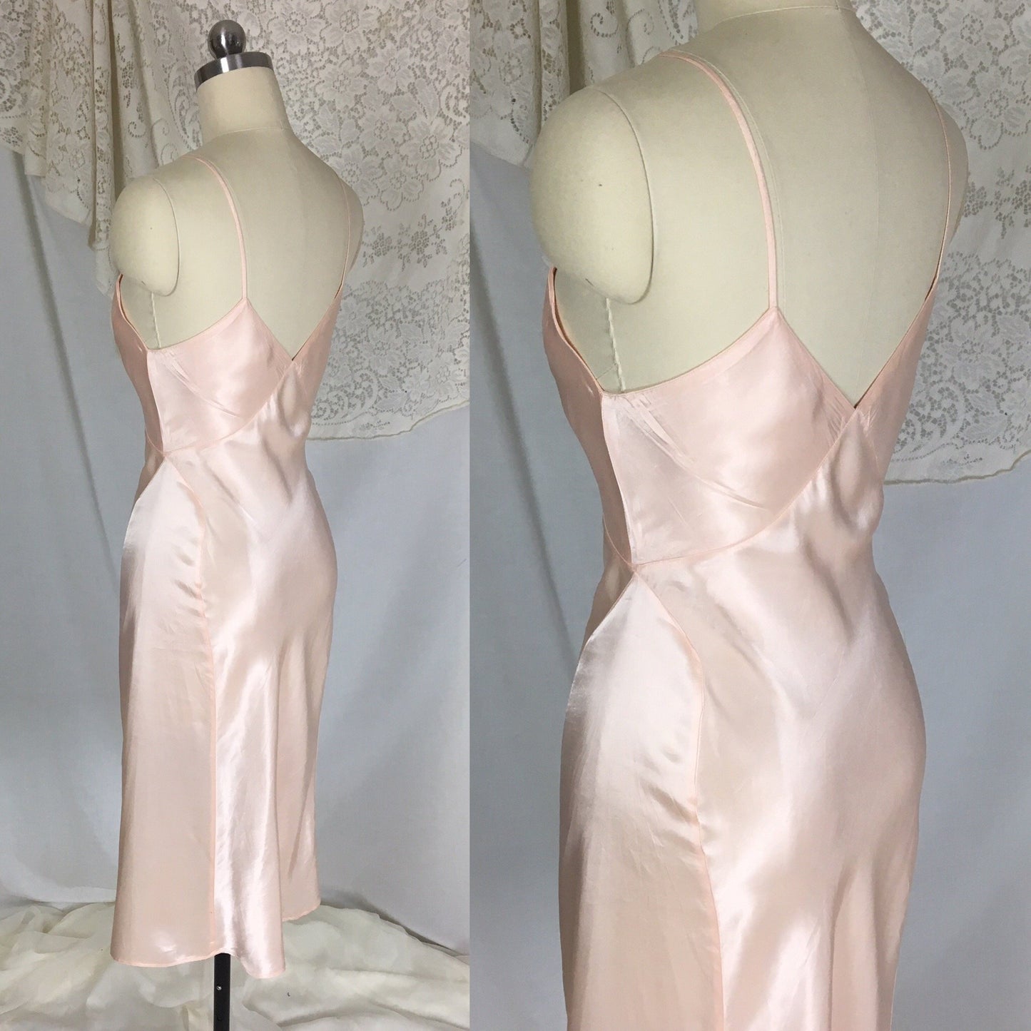 Vintage 1940's Slip | Rich Pearly Pink Rayon Satin with Deep Bias Cut | Miss Swank | Size XS - Daggers & Dames