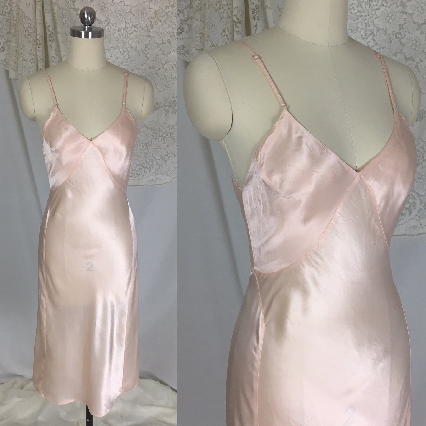 Vintage 1940's Slip | Rich Pearly Pink Rayon Satin with Deep Bias Cut | Miss Swank | Size XS - Daggers & Dames