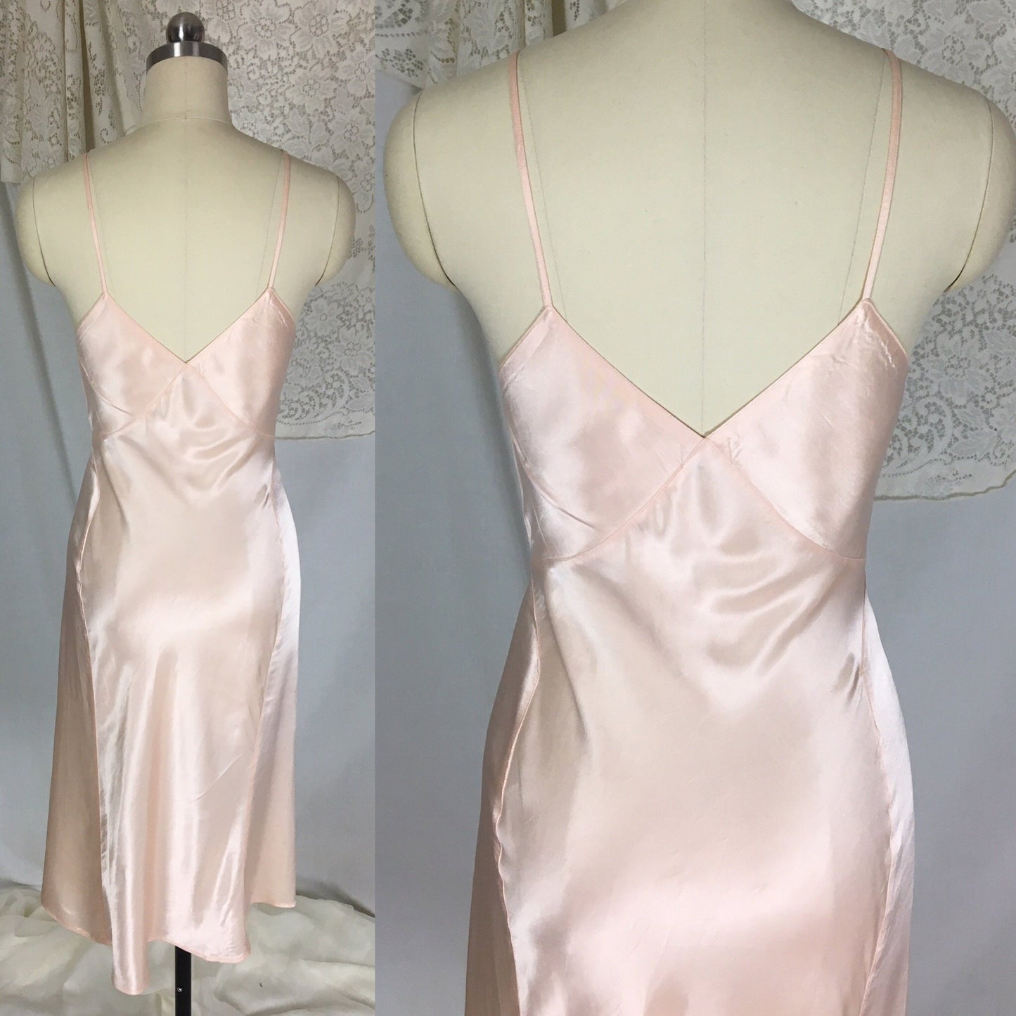 Vintage 1940's Slip | Rich Pearly Pink Rayon Satin with Deep Bias Cut | Miss Swank | Size XS - Daggers & Dames