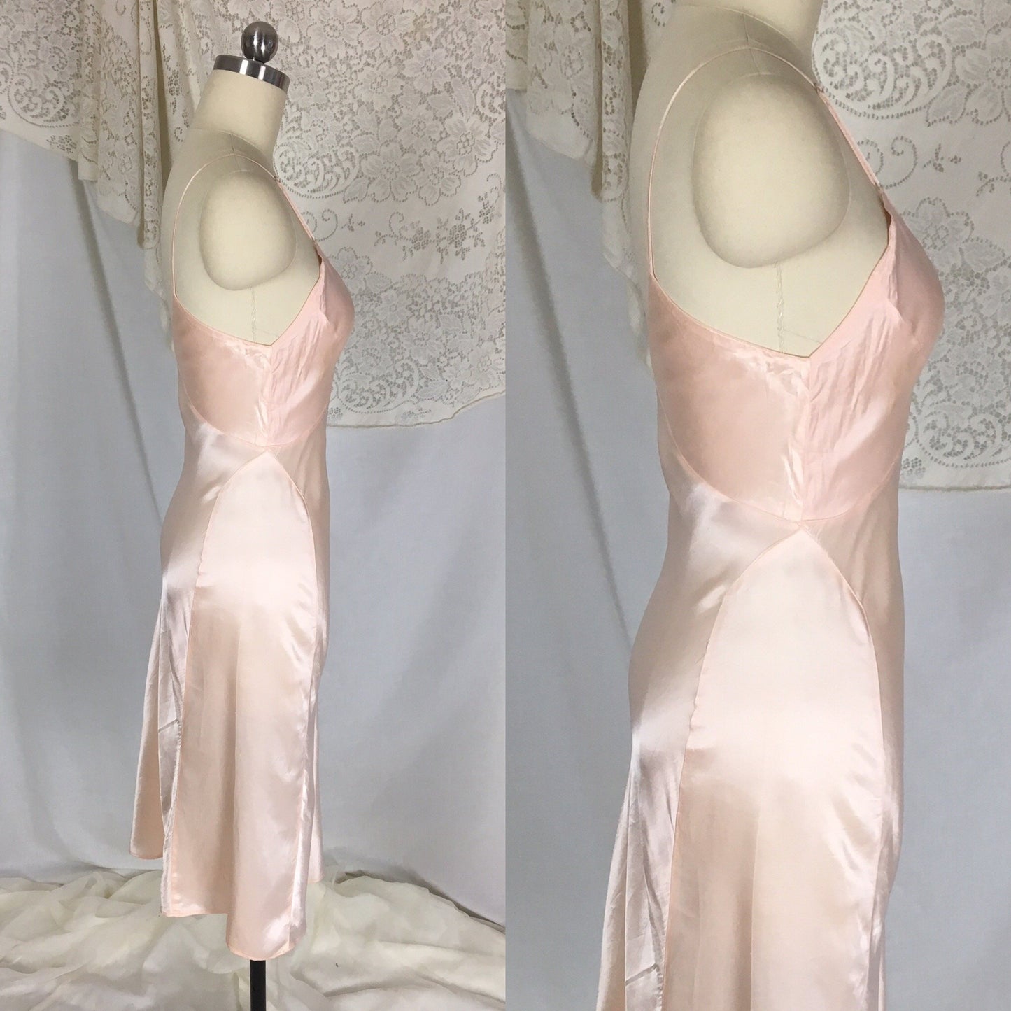 Vintage 1940's Slip | Rich Pearly Pink Rayon Satin with Deep Bias Cut | Miss Swank | Size XS - Daggers & Dames