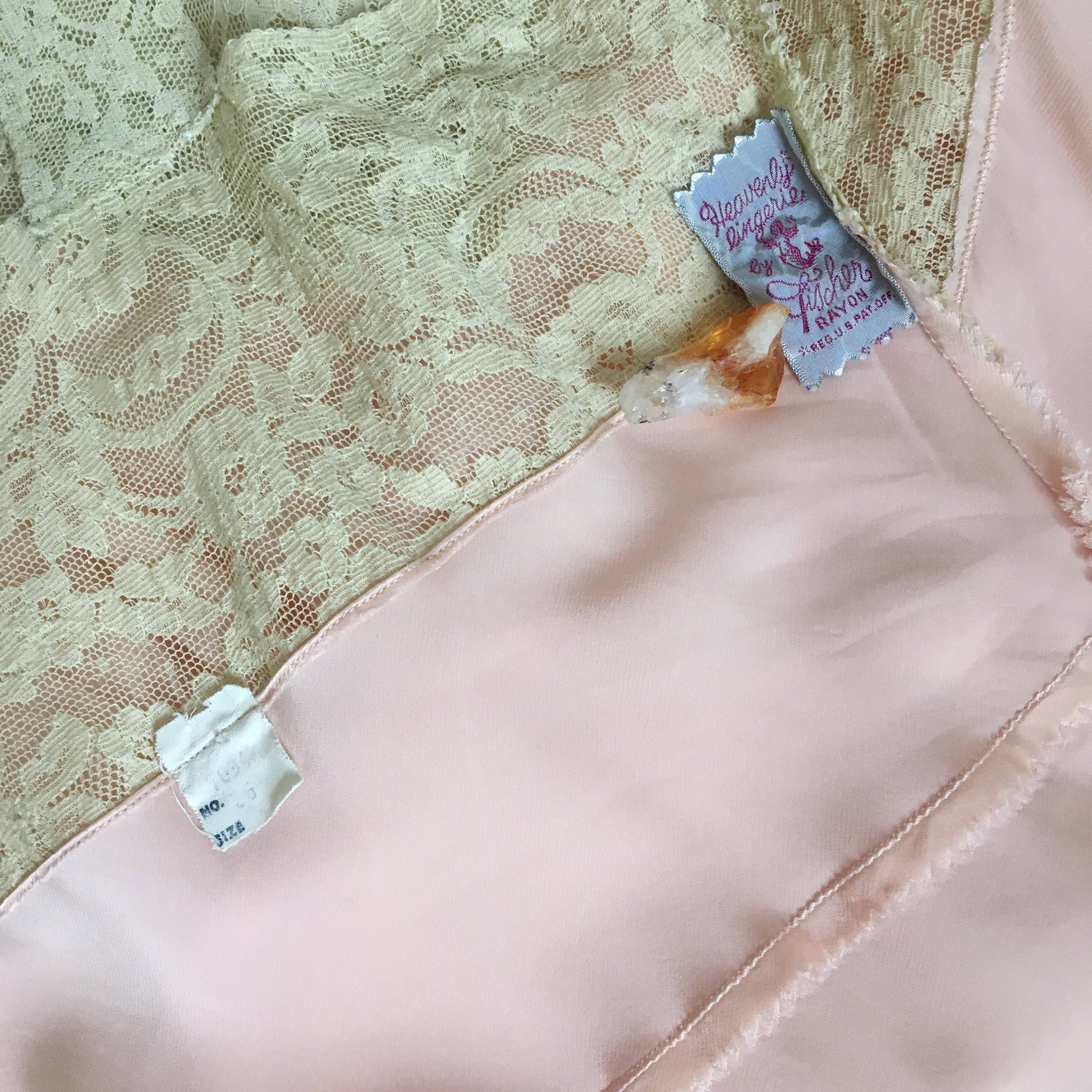 Vintage 1940's Slip | Rose Gold Pink Rayon Satin with Ecru Lace Trim |Size S, M - Daggers & Dames