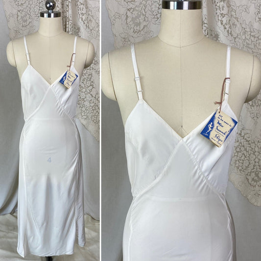 Vintage 1940's Slip | Silky White Rayon | Size S | Miss Swank New with Tags - Daggers & Dames