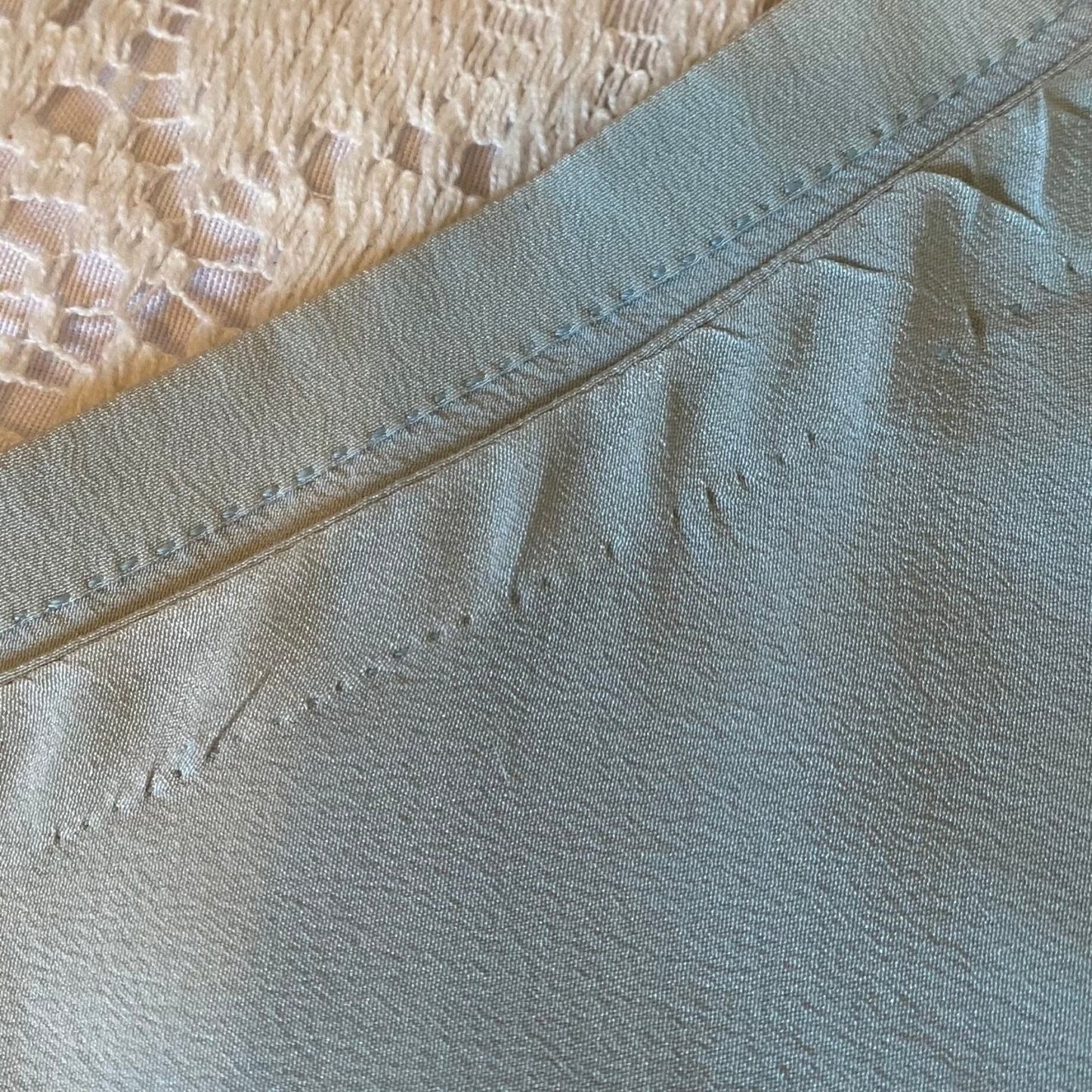 Vintage 1940's Tap Pants | Hand Stitched Pastel Blue Silk Crepe with Scalloped Hem | Size XS | Elizabeth Arden - Daggers & Dames