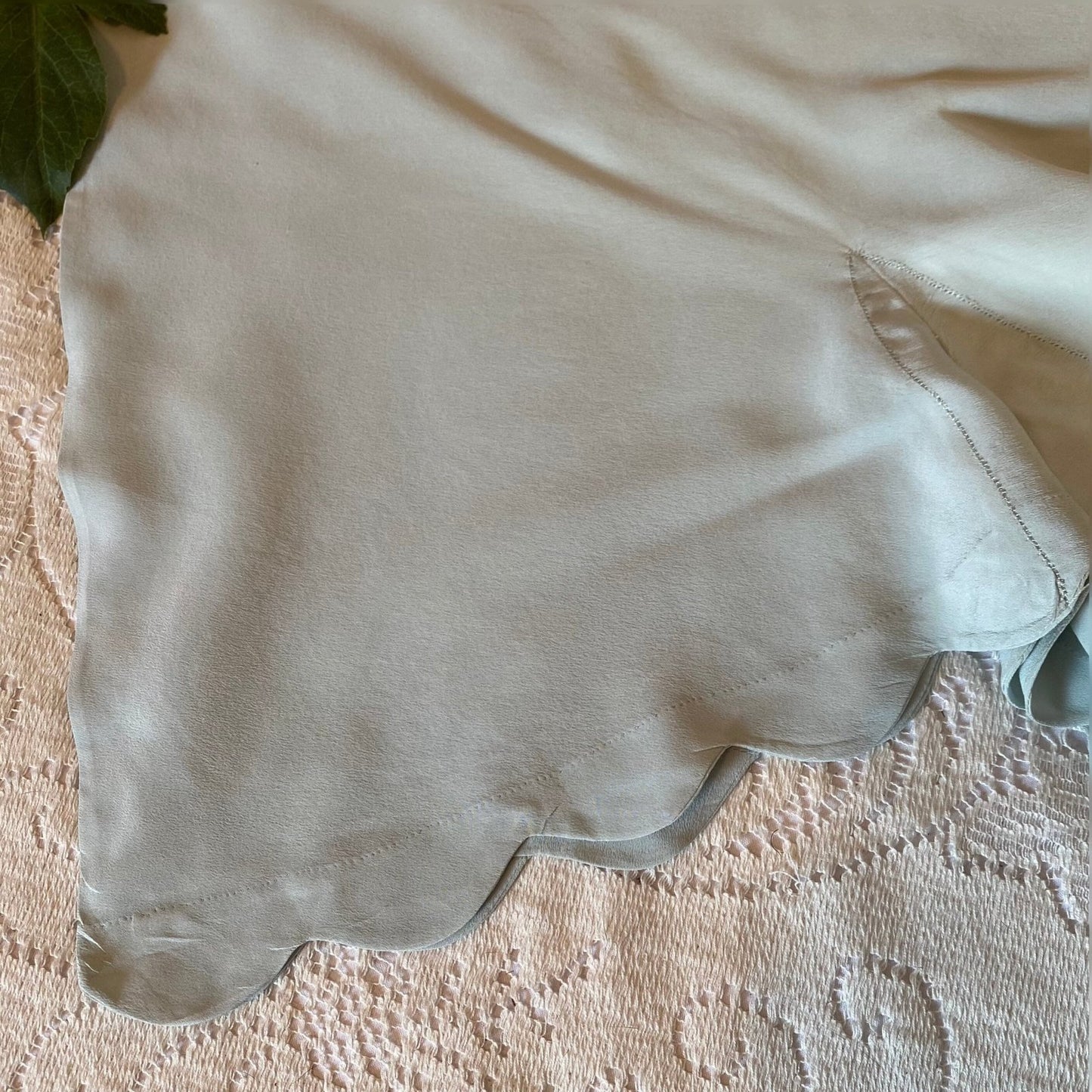 Vintage 1940's Tap Pants | Hand Stitched Pastel Blue Silk Crepe with Scalloped Hem | Size XS | Elizabeth Arden - Daggers & Dames