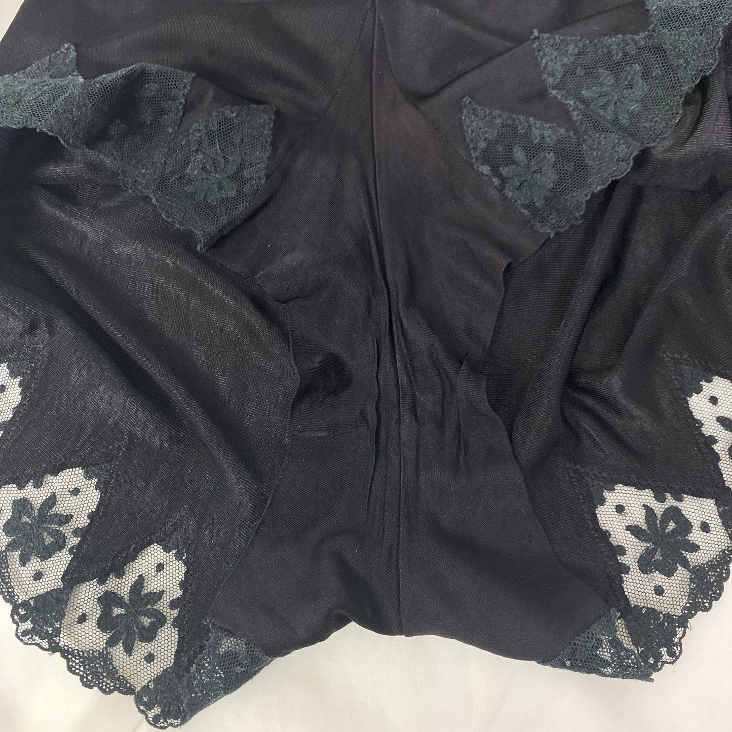 Vintage 1940's Tap Pants | Inky Black Rayon Knit with Lace | Size XS | Vanity Fair - Daggers & Dames