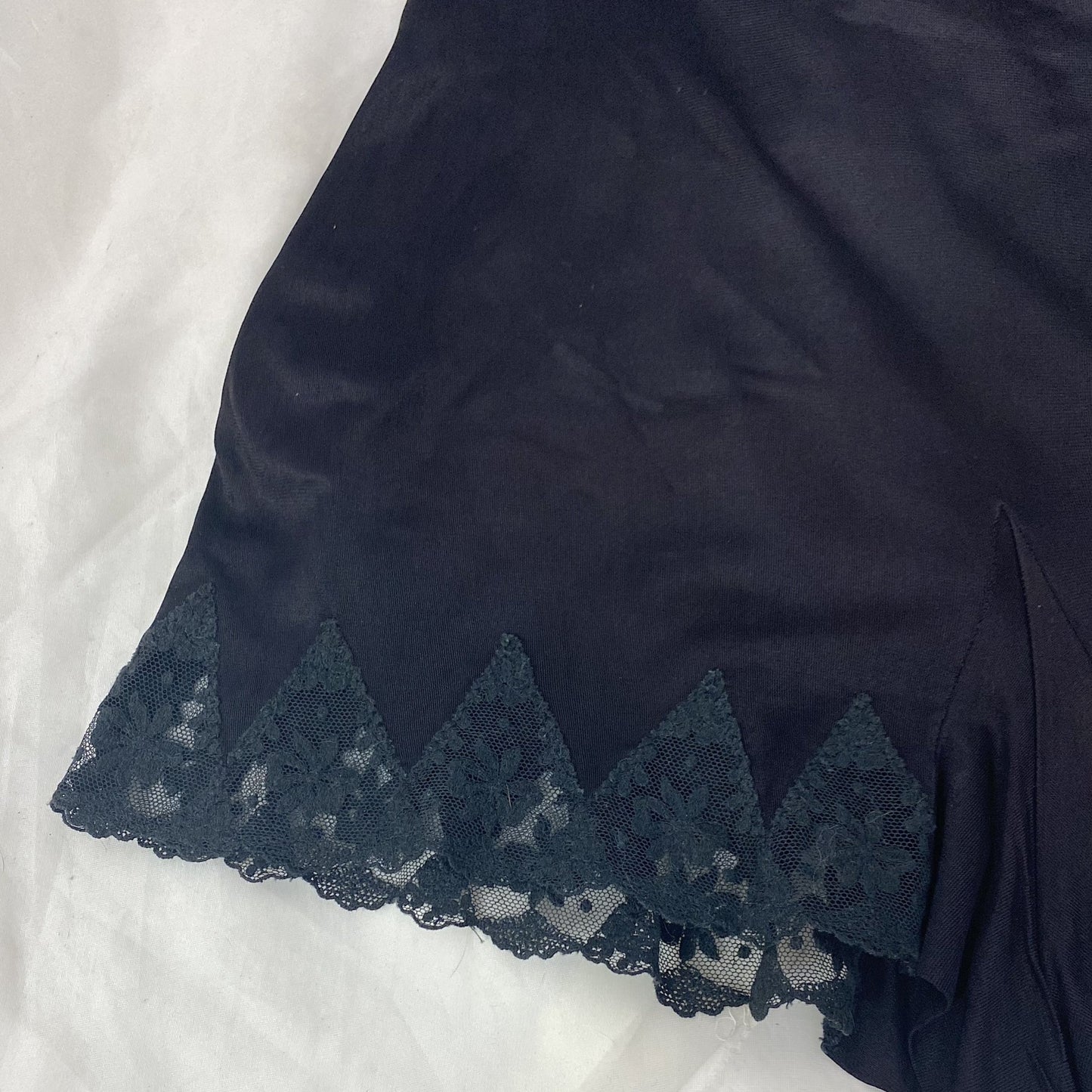 Vintage 1940's Tap Pants | Inky Black Rayon Knit with Lace | Size XS | Vanity Fair - Daggers & Dames