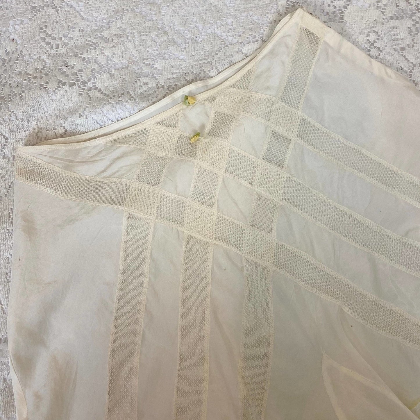 Vintage 1940's Tap Pants | White Silk with Embroidered Tulle Inserts & Silk Rosettes | Size S - Daggers & Dames