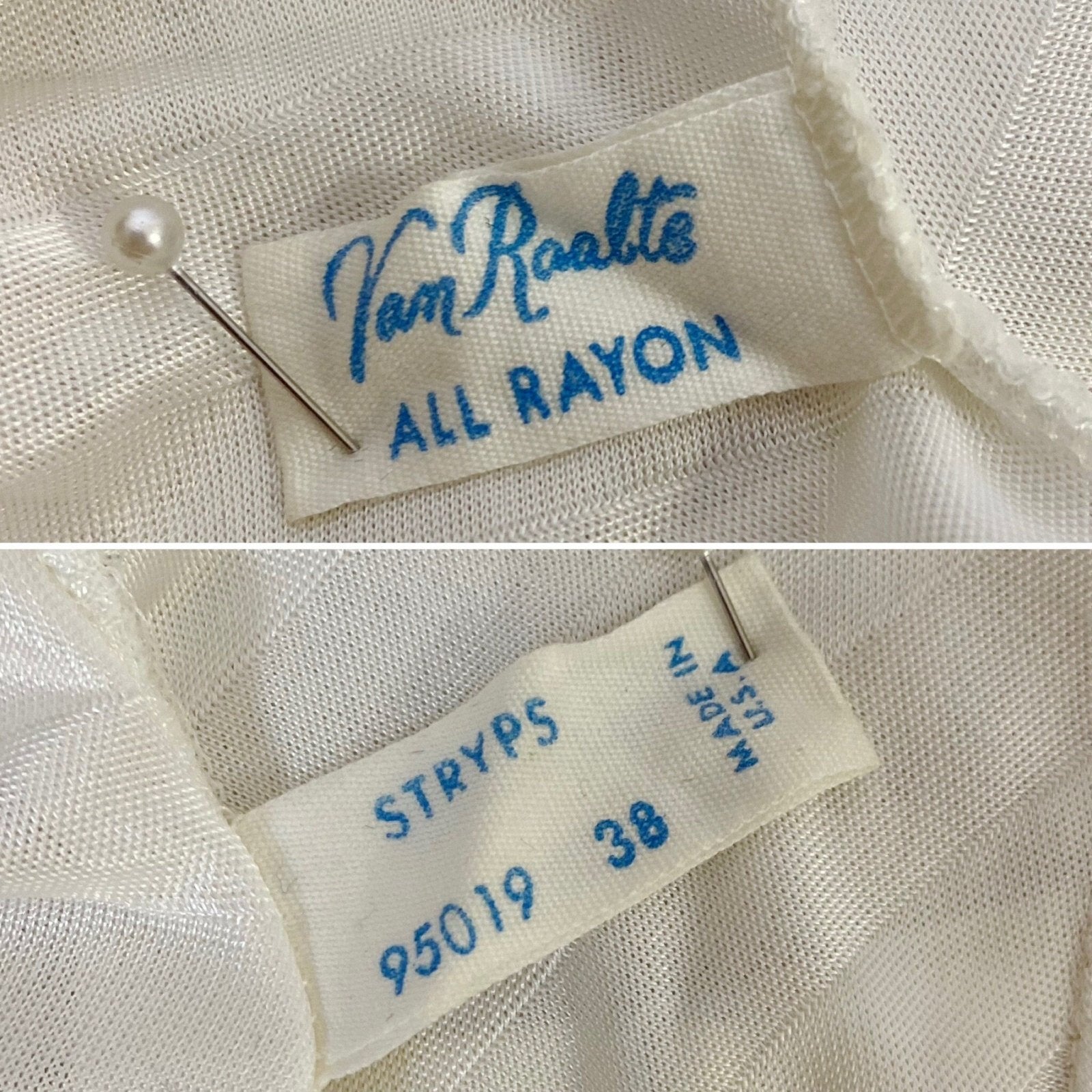 Vintage 1940's Teddy Chemise | Silky White Rayon Knit with Satin Stripes | Size M, LG | Stryps by Van Raalte - Daggers & Dames