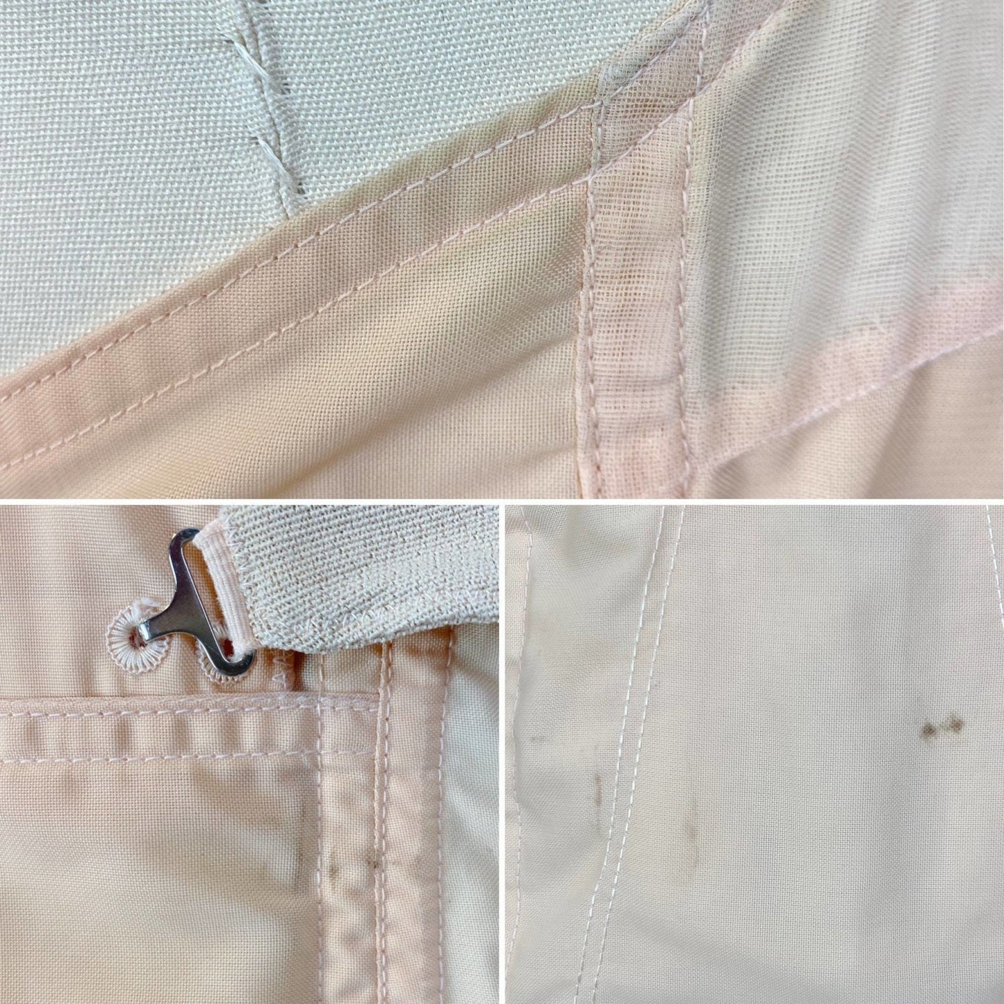 Vintage 1950's All in One Girdle | Pale Peach Nylon with Chiffon & Pull-Back Rear Clasp | Size 34 C, 36 B - Daggers & Dames