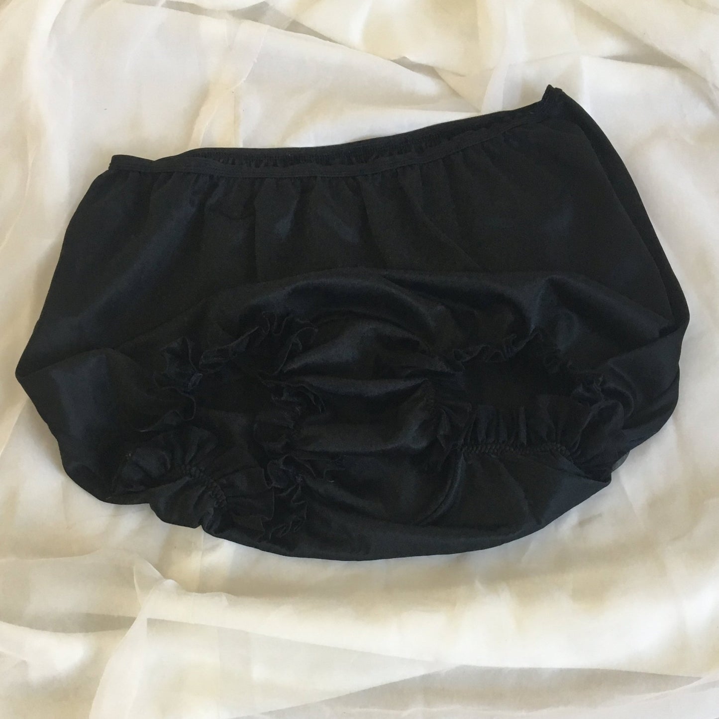 Vintage 1950's Black Ruffle Leg High Waist Panties -Double Mushroom Gusset - Daggers & Dames