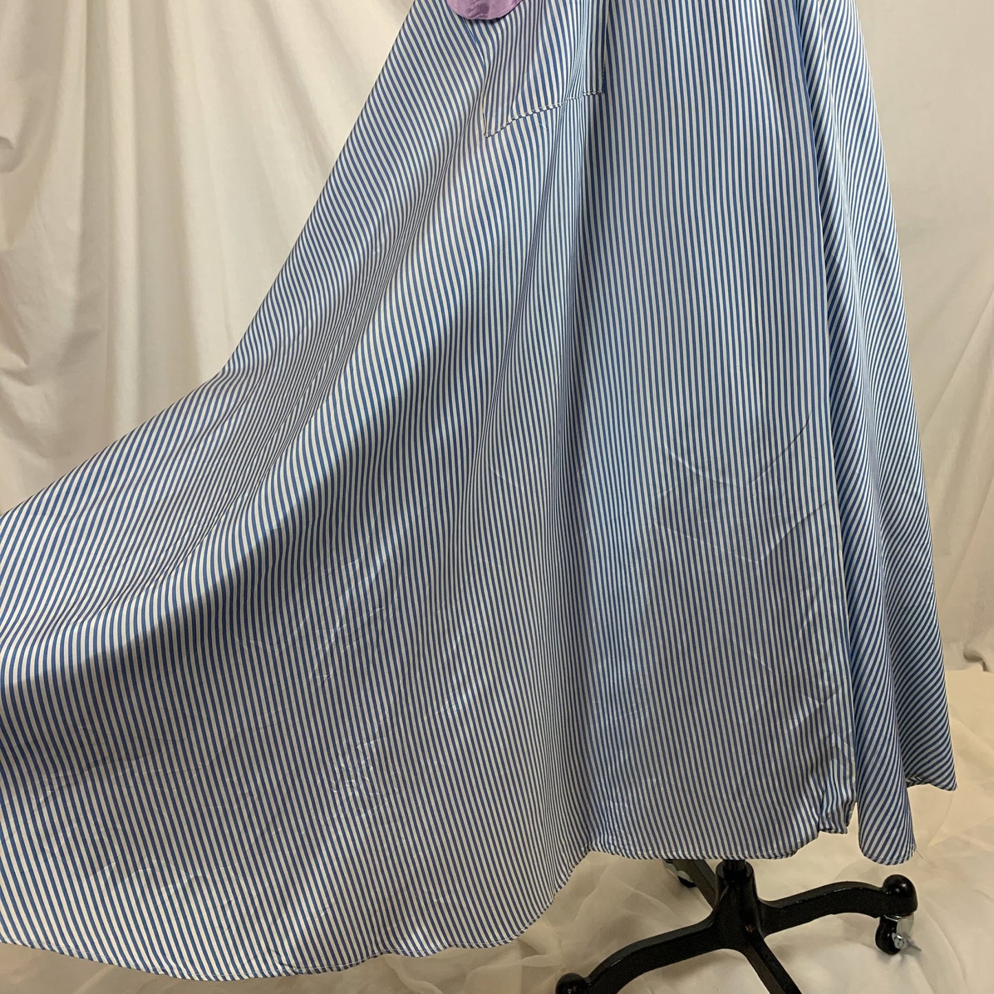 Vintage 1950's Dressing Gown Robe | Blue & White Nautical Stripes with Lilac Purple Accents | Peggy Prim | Size SM, MED - Daggers & Dames