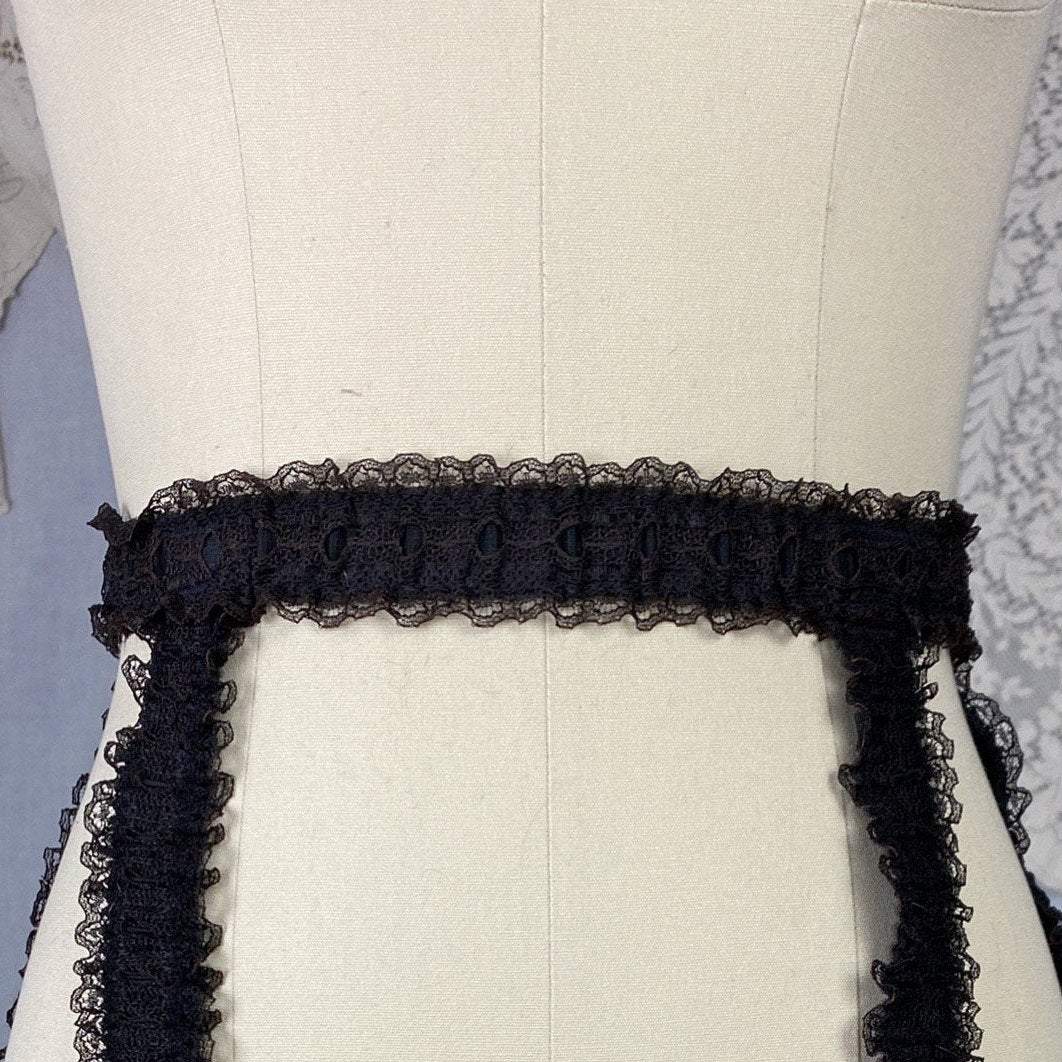Vintage 1950's Garter Belt | Black Nylon Chiffon with Lace & Hot Pink Satin | Size XS, S, M | GiGi - Daggers & Dames