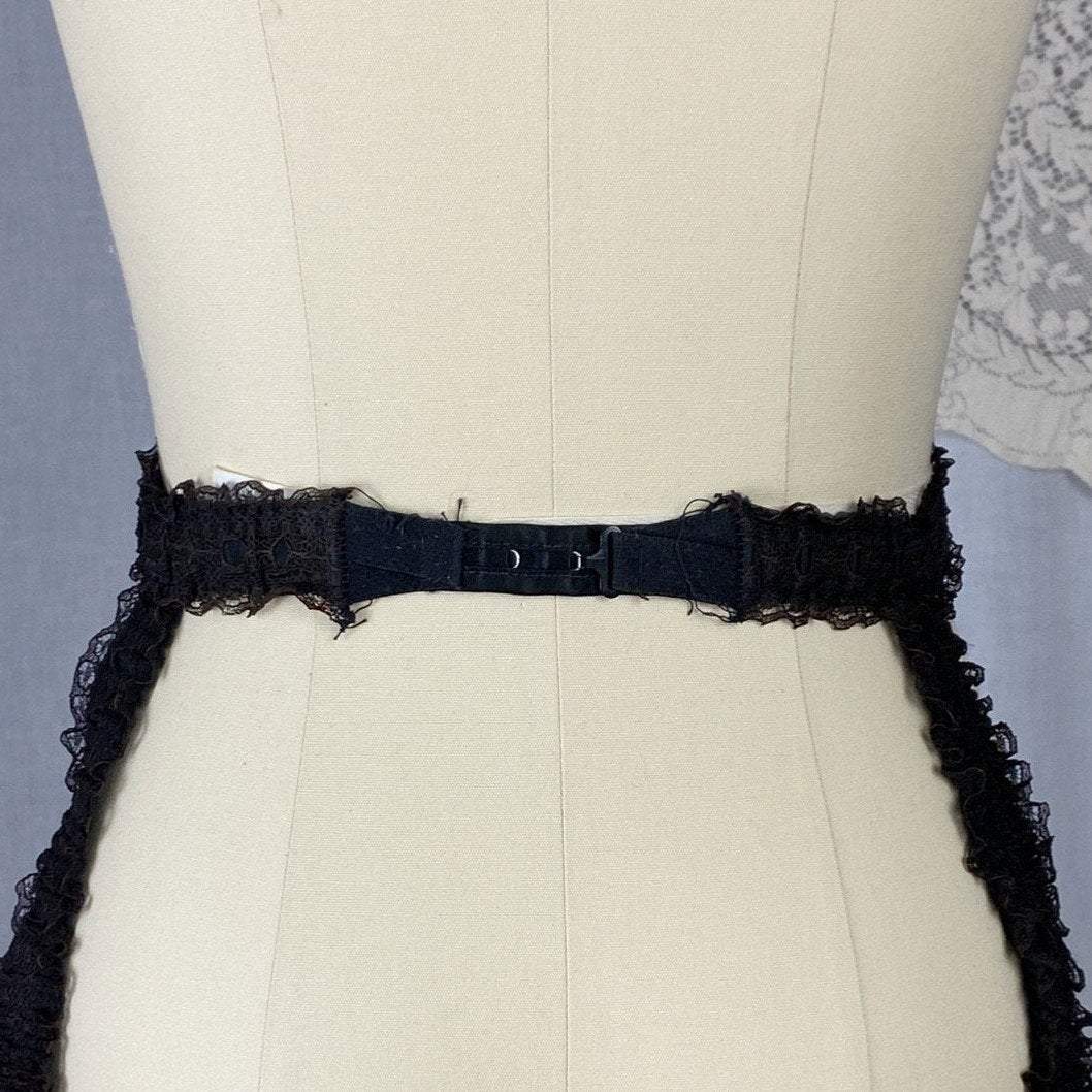 Vintage 1950's Garter Belt | Black Nylon Chiffon with Lace & Hot Pink Satin | Size XS, S, M | GiGi - Daggers & Dames