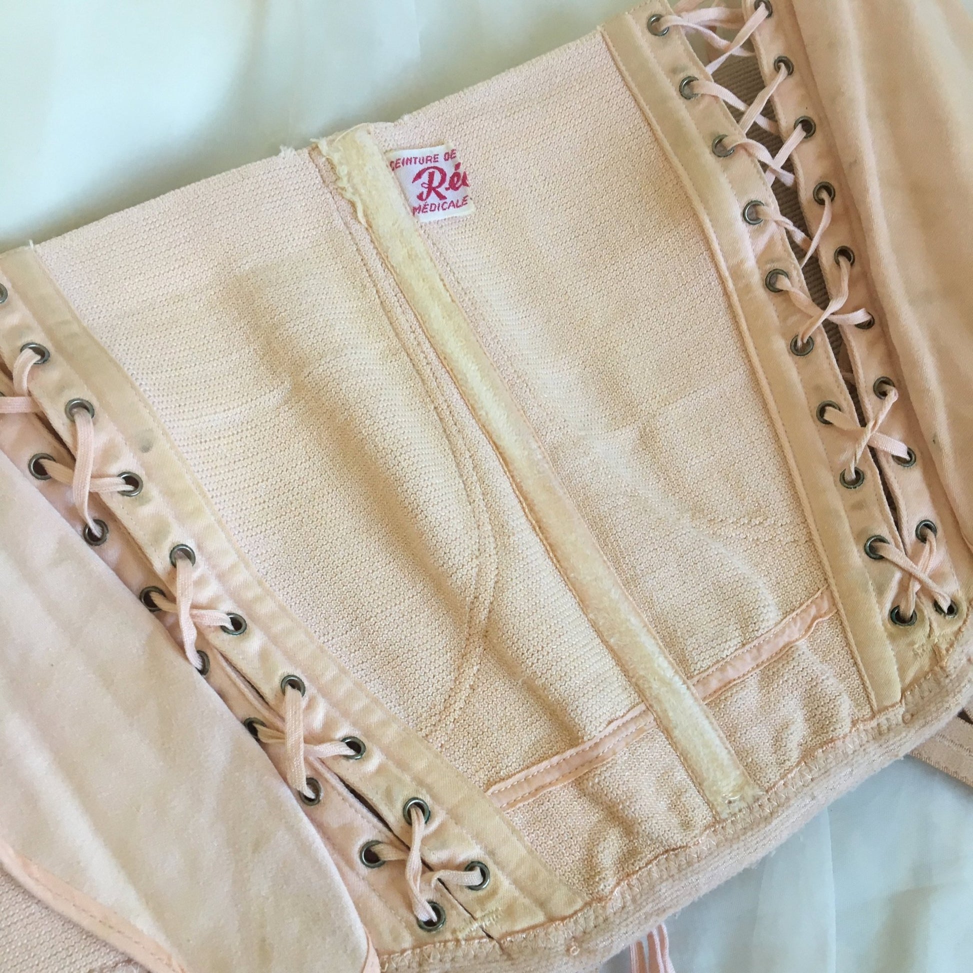 Vintage 1950's Maternity Girdle | Powder Pink Cotton with Velvet | Revea, Made in France | Size S, M, LG - Daggers & Dames