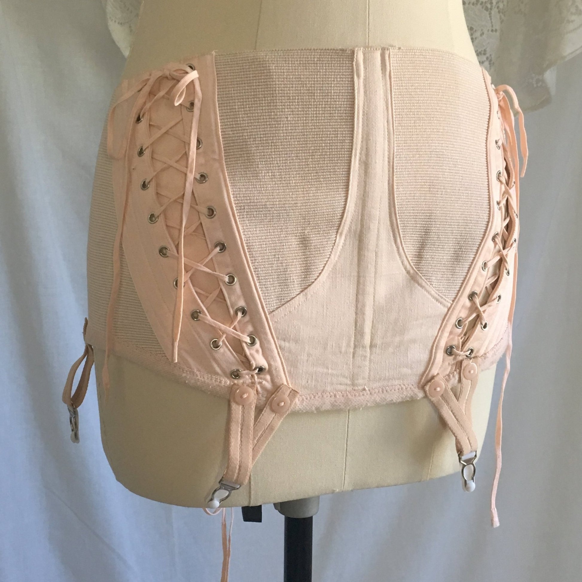 Vintage 1950's Maternity Girdle | Powder Pink Cotton with Velvet | Revea, Made in France | Size S, M, LG - Daggers & Dames