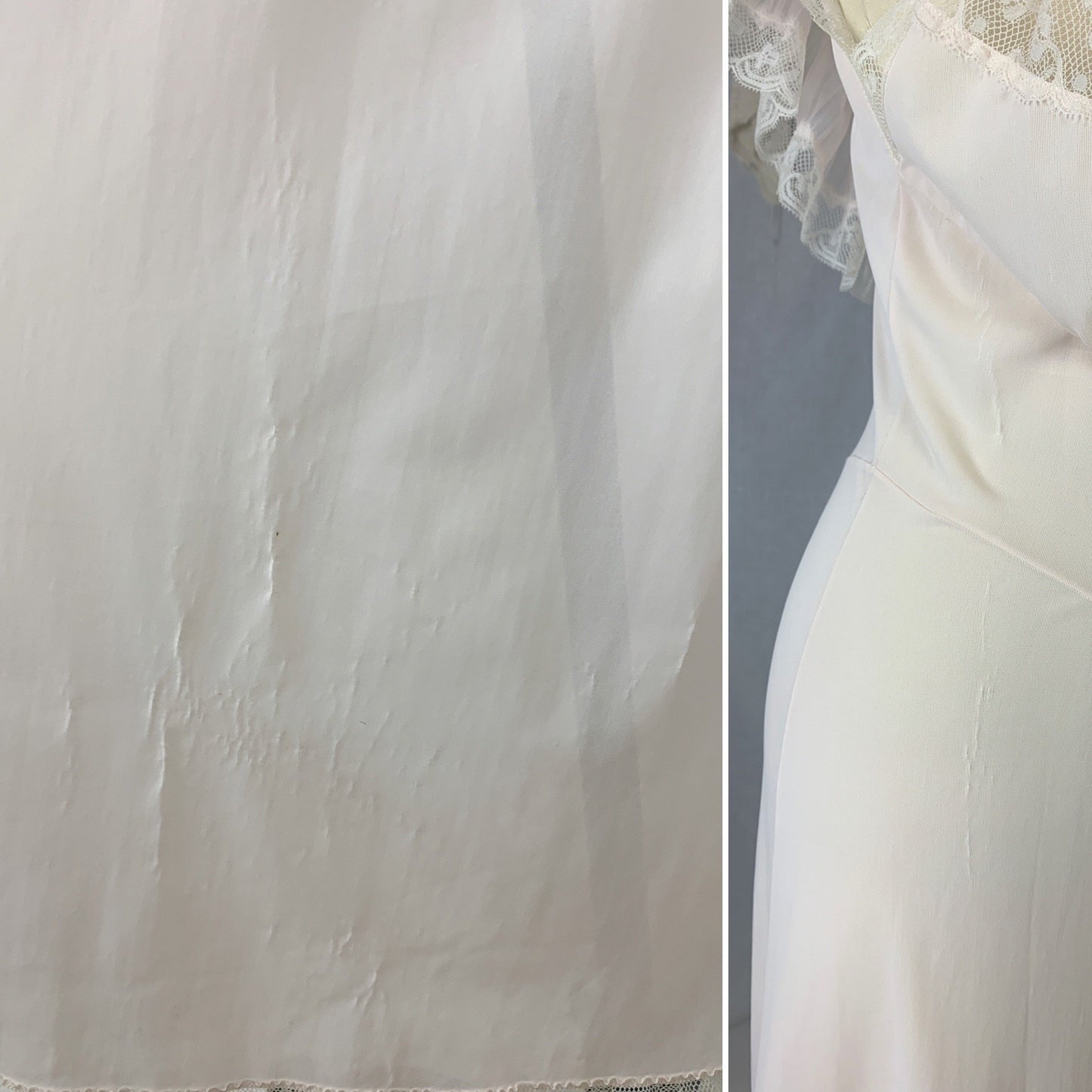 Vintage 1950's Nightgown | Powder Pink Nylon with Crystal Pleat Ruffles & White Lace | Size S | Fischer Heavenly Lingerie - Daggers & Dames
