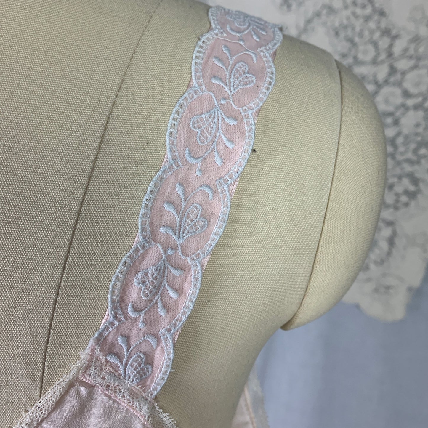 Vintage 1950's Nightgown | Powder Pink Rayon Blend with Silver Filigree Embroidered Chiffon | Size M | Godfried - Daggers & Dames