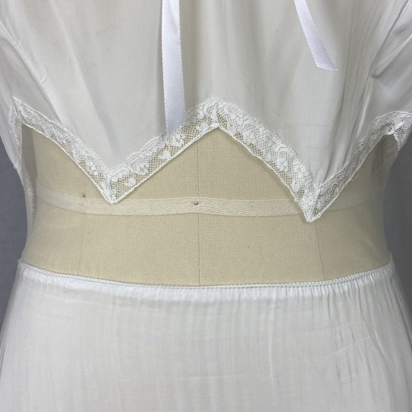 Vintage 1950's Nightgown | Semi Sheer White Rayon Crepe with Nylon Mesh Inserts & Scalloped Hem | Size XS, S - Daggers & Dames