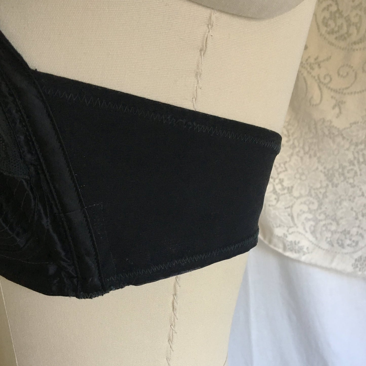 Vintage 1950's Overwire Bra | Black Circle Stitch Satin & Mesh with Ribbon Bow | Lovable | Size 36 C, 38 B - Daggers & Dames