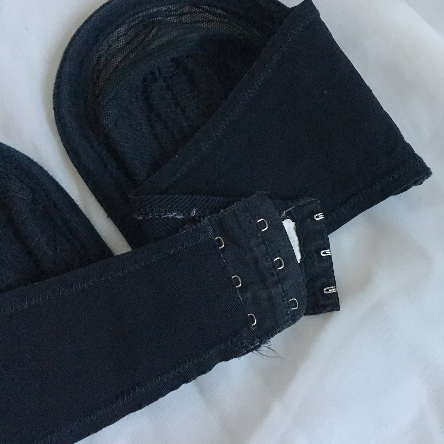 Vintage 1950's Overwire Bra | Black Circle Stitch Satin & Mesh with Ribbon Bow | Lovable | Size 36 C, 38 B - Daggers & Dames