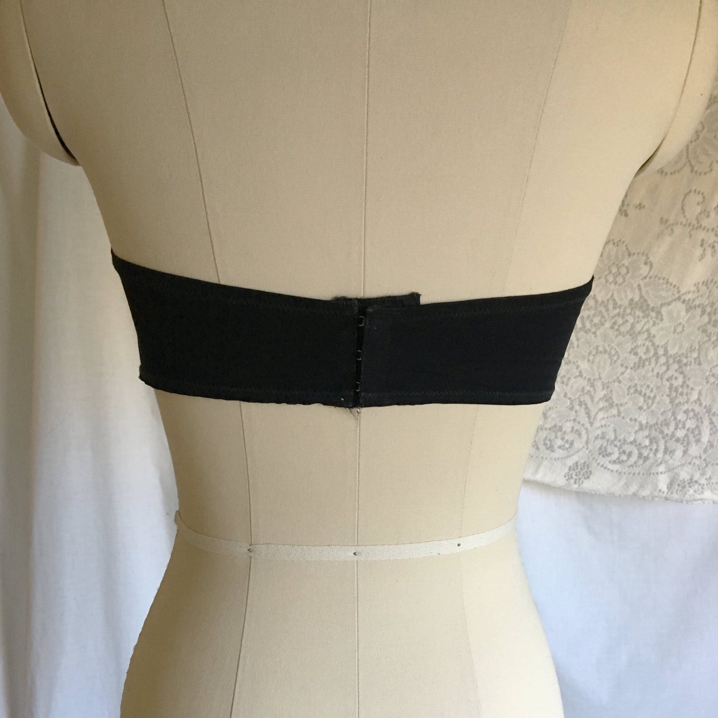 Vintage 1950's Overwire Bra | Black Circle Stitch Satin & Mesh with Ribbon Bow | Lovable | Size 36 C, 38 B - Daggers & Dames