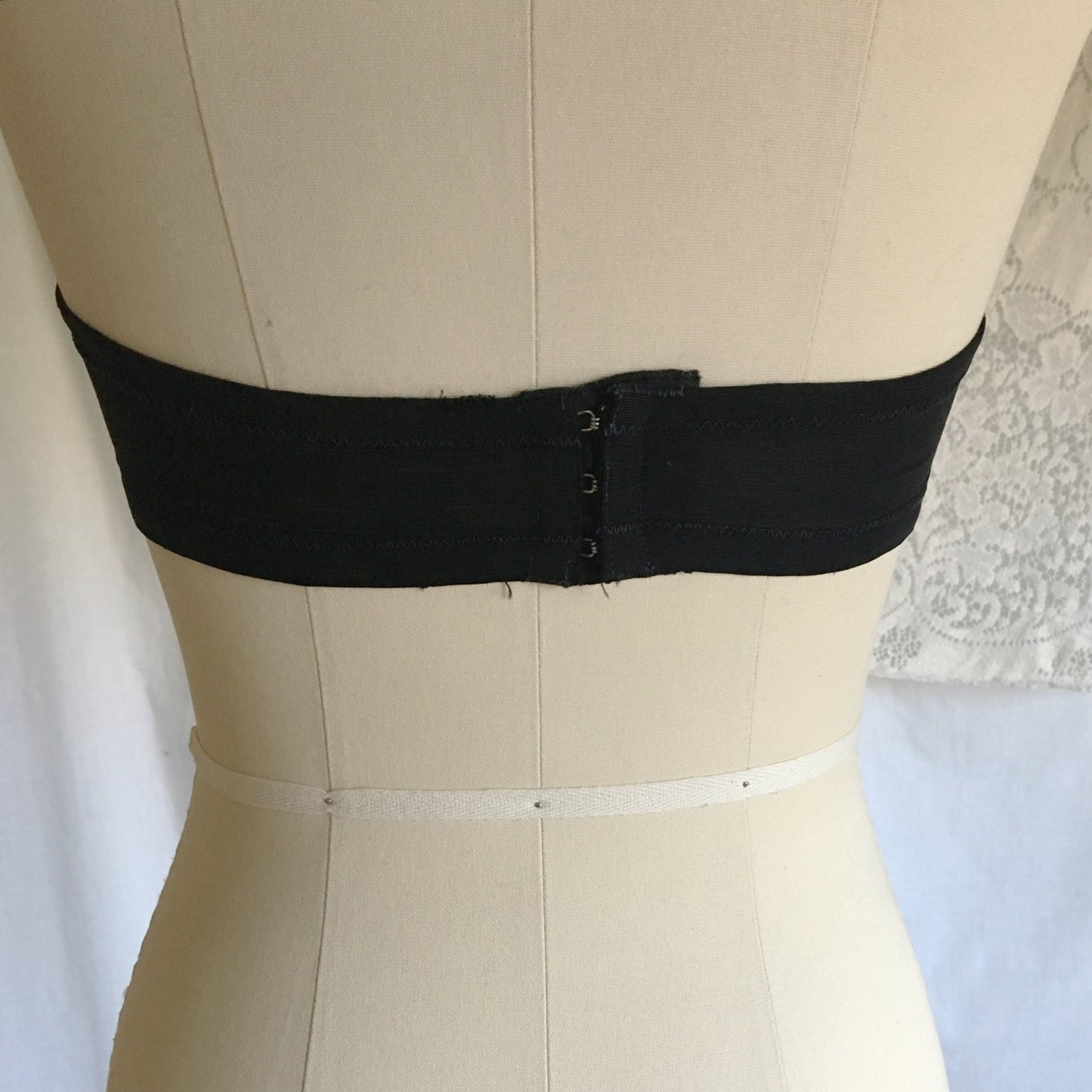 Vintage 1950's Overwire Bra | Black Satin with Chantilly Lace & Ribbon Bow | Wispies | Size 34 B, 32 C - Daggers & Dames