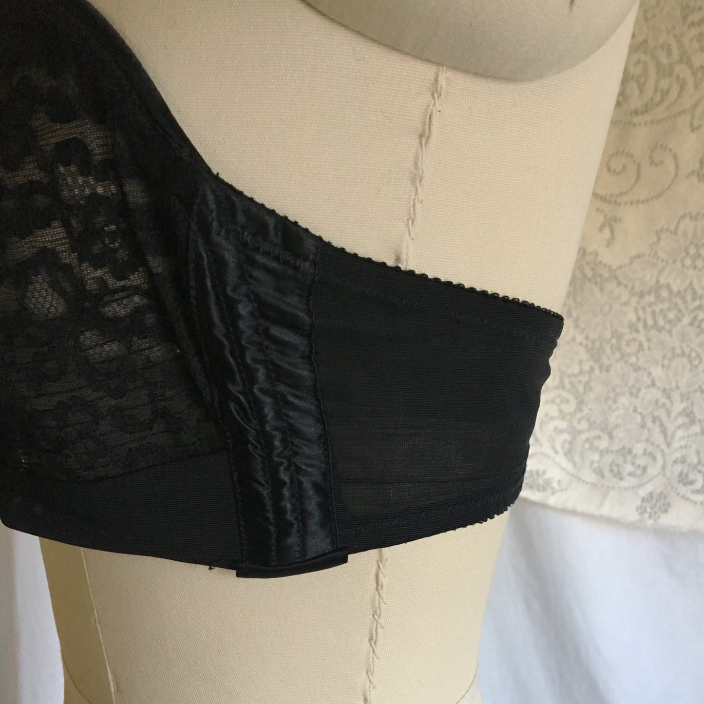 Vintage 1950's Overwire Bra | Sheer Black Nylon Lace with Satin & Bow Applique | Bali Bow Bra | Size 36 B, 36 C - Daggers & Dames