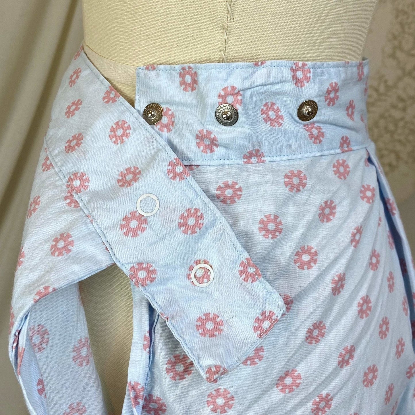 Vintage 1950's Pajama Set | Light Baby Blue Cotton with Pink Geo Design | Size XS, S | Lady Berkleigh -New with Tags - Daggers & Dames