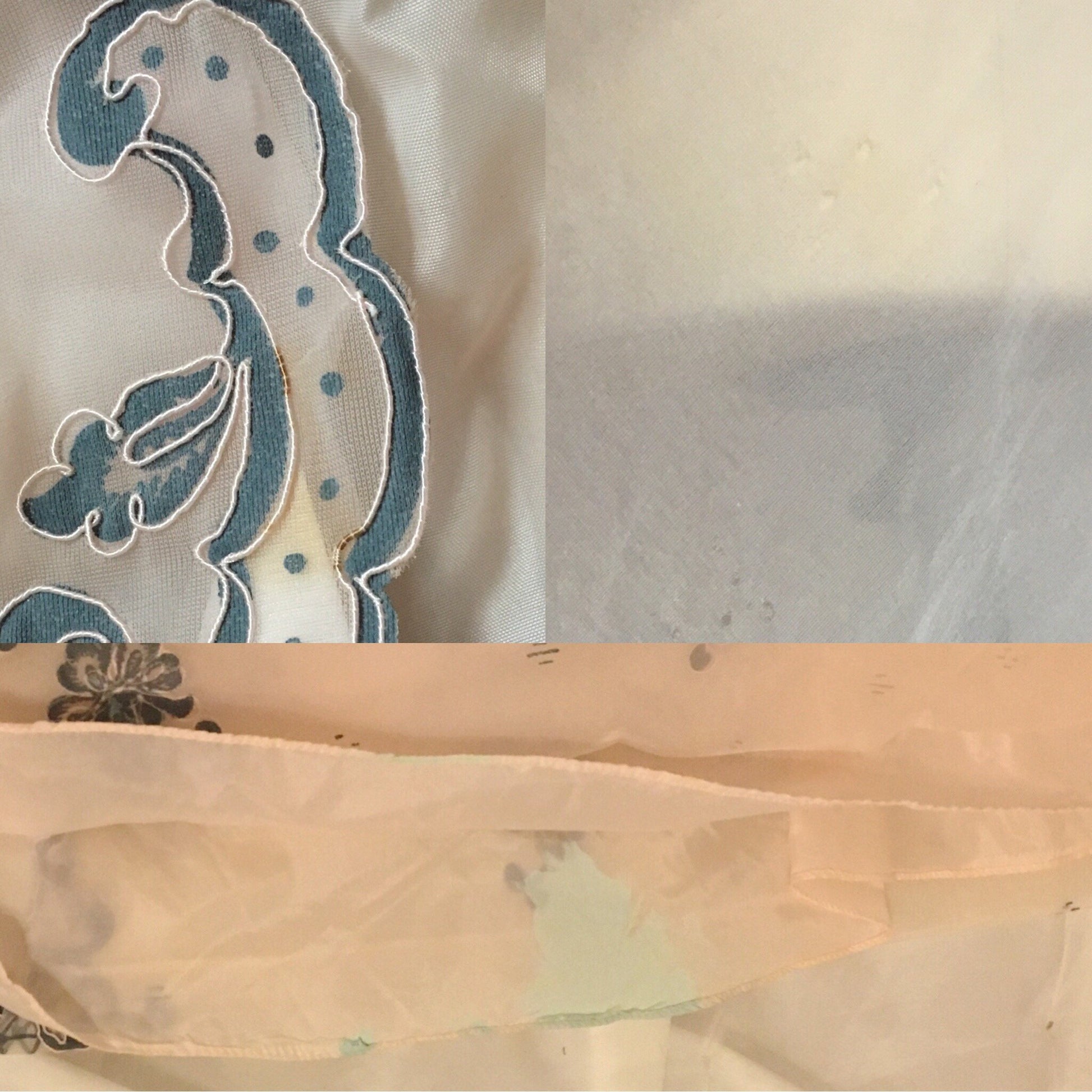 Vintage 1950's Peignoir Set | Powder Pink & Dove Gray Chiffon with Alençon Embroidery | Odette Barsa | Size S, M - Daggers & Dames