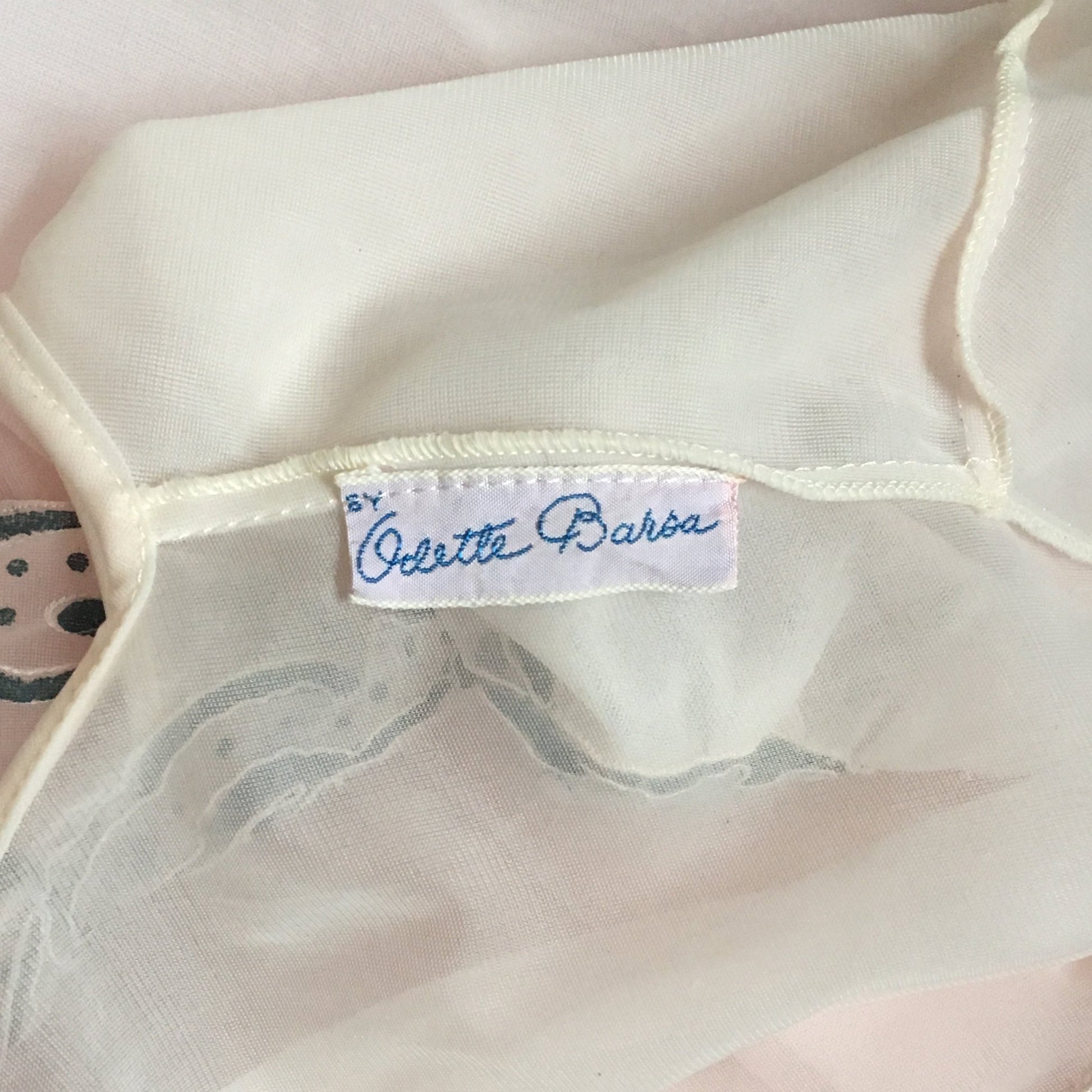 Vintage 1950's Peignoir Set | Powder Pink & Dove Gray Chiffon with Alençon Embroidery | Odette Barsa | Size S, M - Daggers & Dames