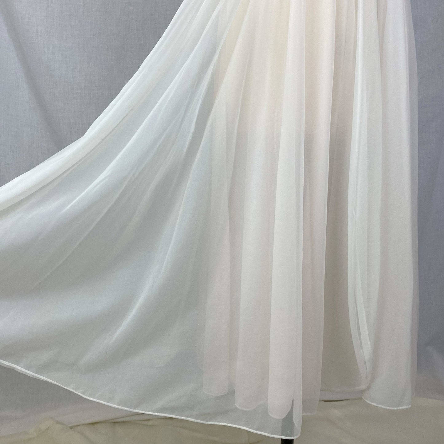 Vintage 1950's Peignoir Set | Winter White Nylon Chiffon with Honeycomb Smocking & Rhinestone Buttons | Size XS | Vanity Fair - Daggers & Dames