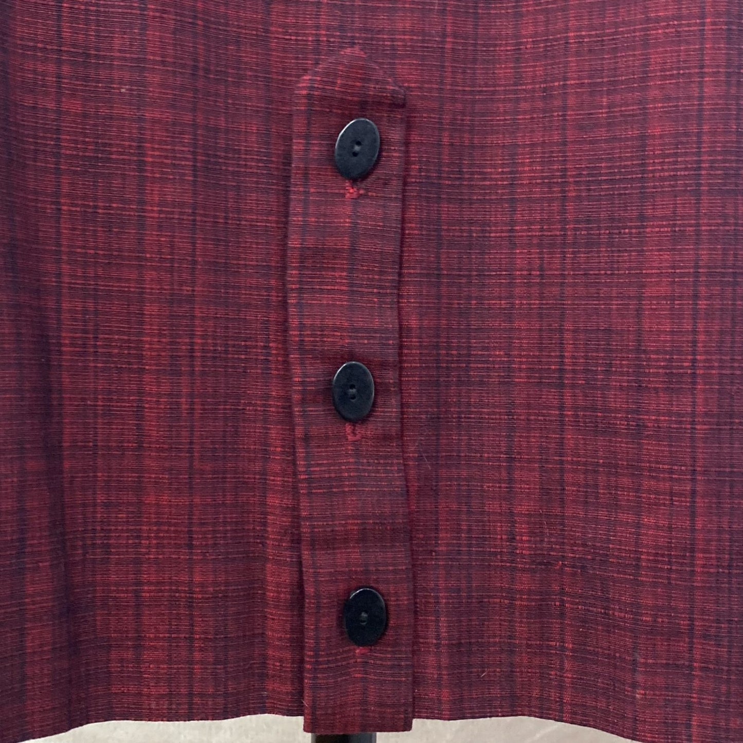 Vintage 1950's Pencil Skirt Suit | Ruby Red & Black Plaid Cotton | Size XS | Jolyn Juniors - Daggers & Dames