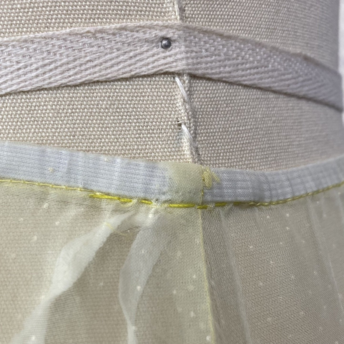Vintage 1950's Petticoat | Lemonade Yellow Nylon Chiffon with White Swiss Dots & Lace Scalloped Edge | Size S, M, LG | Colonial Lady - Daggers & Dames