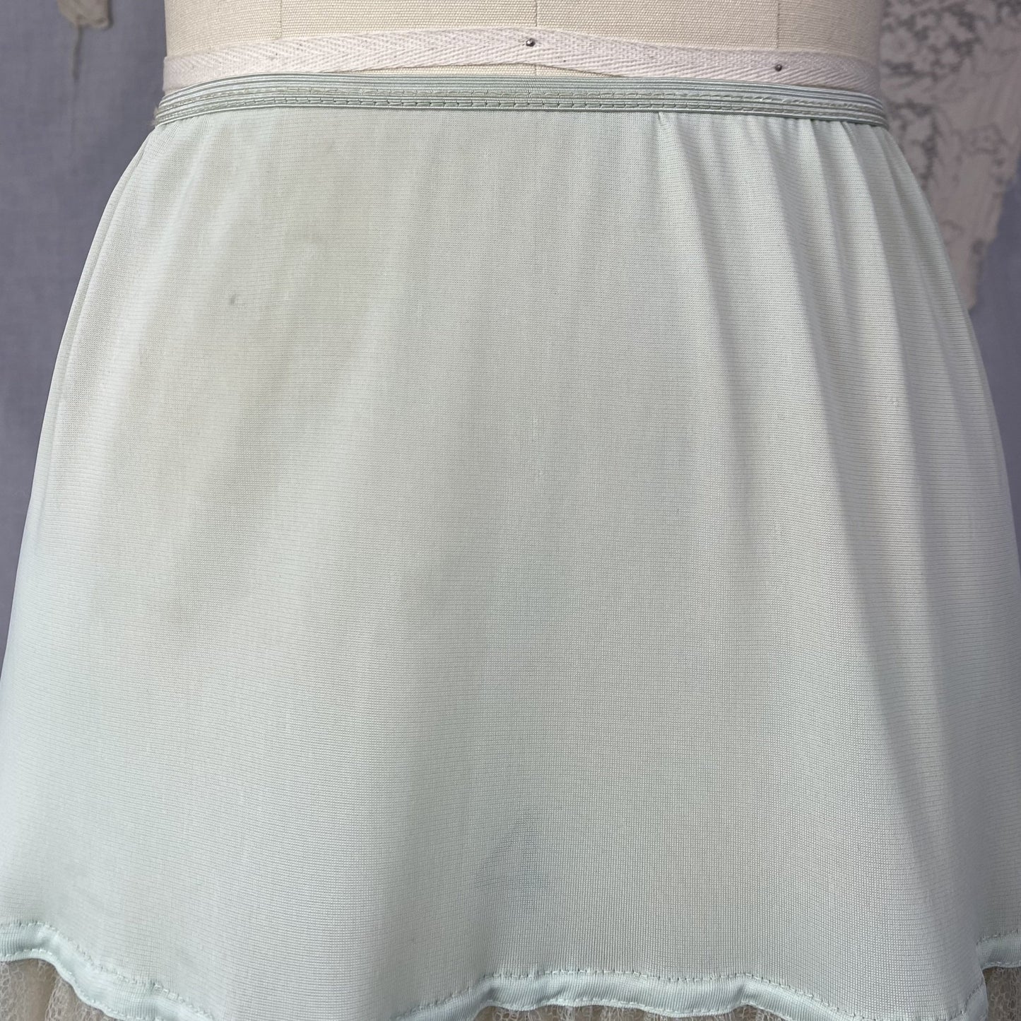 Vintage 1950's Petticoat | Sage Green Nylon with Lush Tulle Ruffles | Size XS, S, M - Daggers & Dames