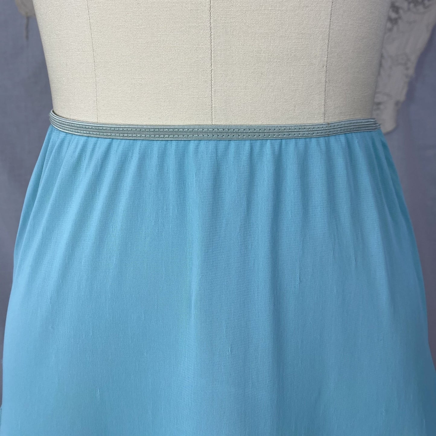 Vintage 1950's Petticoat | Sky Blue Nylon with Lace Embroidery and Yellow Tulle Ruffles | Size XS, S - Daggers & Dames