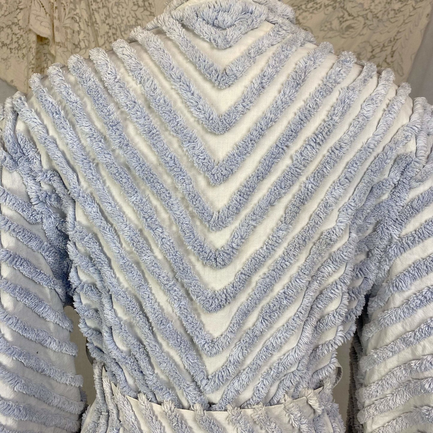 Vintage 1950's Robe | Periwinkle Blue Candlewick Chenille with Wide Sleeves | Size M, LG | Fruit of the Loom - Daggers & Dames