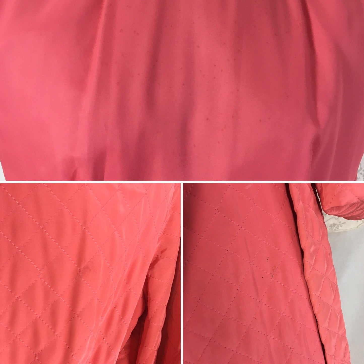 Vintage 1950's Robe | Size LG | Creamy Rose Pink Quilted Cold Rayon with Black Embroidery & Belled Sleeves - Daggers & Dames