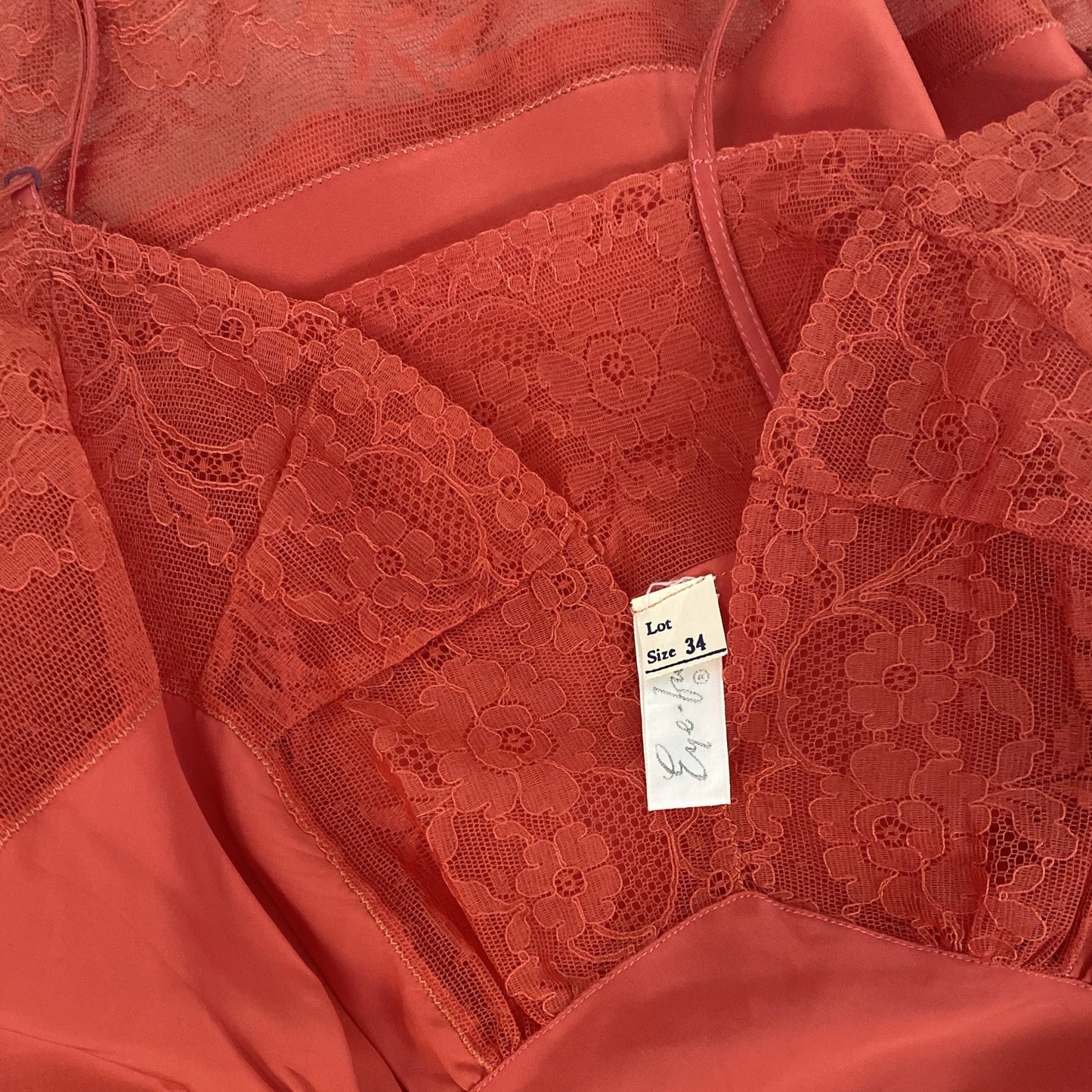 Vintage 1950's Slip | Scarlet Red Rayon with Floral Lace | Size S | Eye-Ful -Never Worn - Daggers & Dames