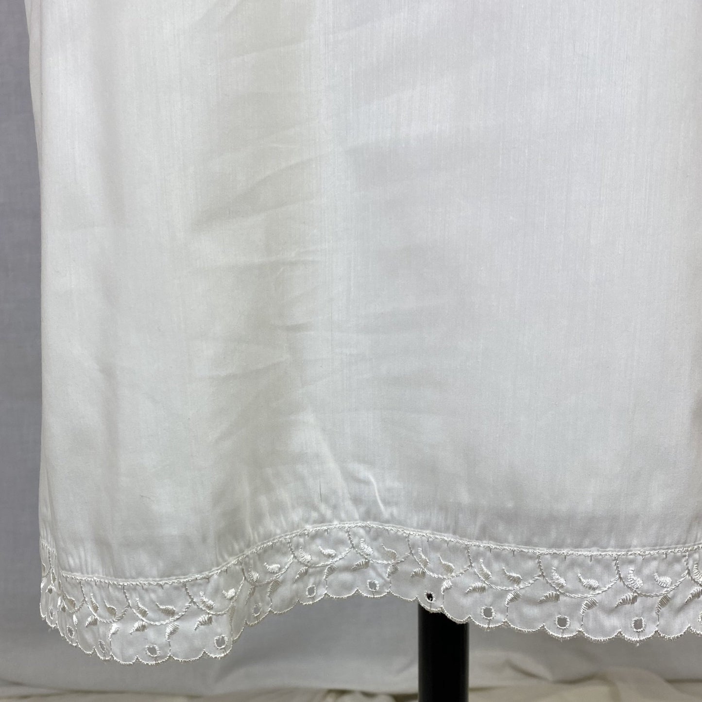 Vintage 1950's Slip | Soft White Nylon Cotton Batiste with Embroidery | Size 34-36 Bust, S/M | Pembrook, New with Tags - Daggers & Dames