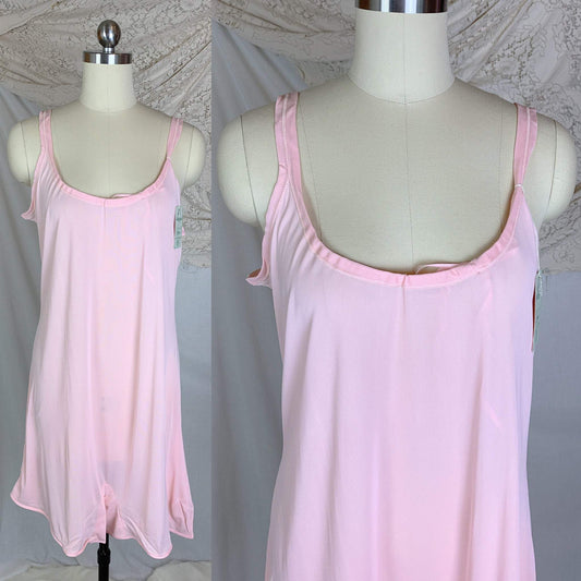 Vintage 1950's Teddy Romper | Silky Bubblegum Pink Celanese with Adjustable Chest | Munsingwear -New with Tags | Size XL - Daggers & Dames