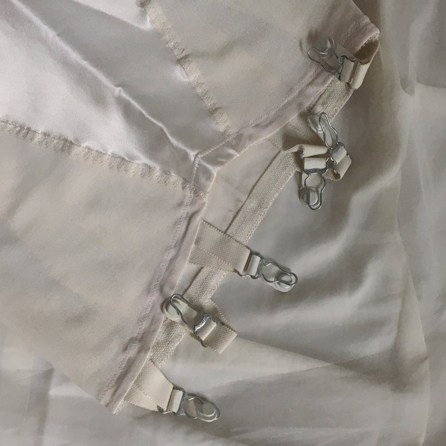 Vintage 1960's All in One Girdle | White Acetate Satin with Lace | Bien Jolie, Sheer Joy | Size XS, S, M - Daggers & Dames